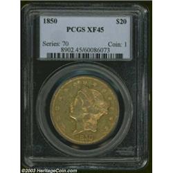 1850 $20 XF45 PCGS.