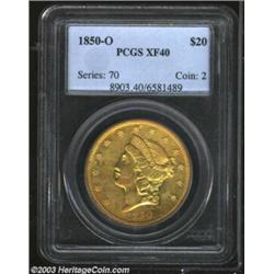 1850-O $20 XF40 PCGS.