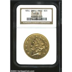 1854 $20 Small Date XF45 NGC.