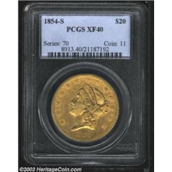 1854-S $20 XF40 PCGS.