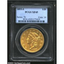 1855-S $20 XF45 PCGS.