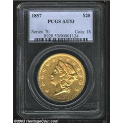 1857 $20 AU53 PCGS.