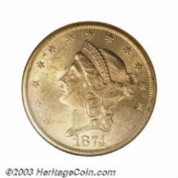 1874-S $20 MS62 NGC.