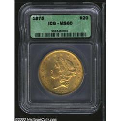 1875 $20 MS60 ICG.