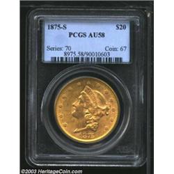 1875-S $20 AU58 PCGS.