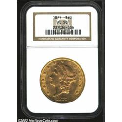 1877 $20 AU58 NGC.