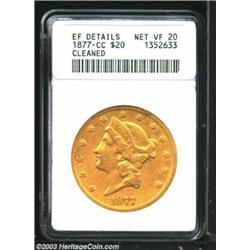 1877-CC $20 --Cleaned--ANACS. XF Details, Net VF20.