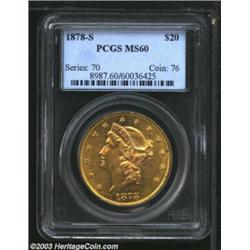 1878-S $20 MS60 PCGS.