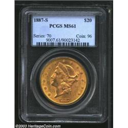 1887-S $20 MS61 PCGS.