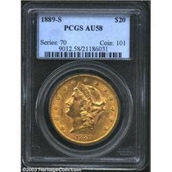 1889-S $20 AU58 PCGS.
