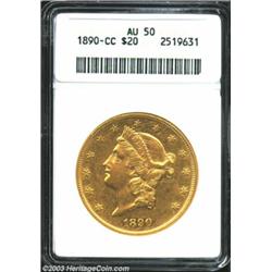 1890-CC $20 AU50 ANACS.