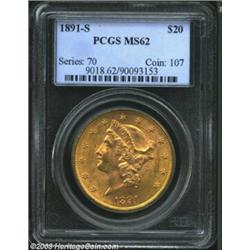 1891-S $20 MS62 PCGS.