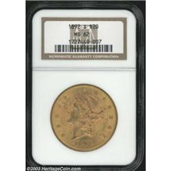1892-S $20 MS62 NGC.