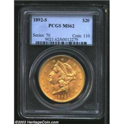 1892-S $20 MS62 PCGS.