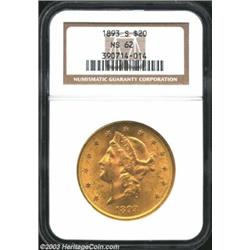 1893-S $20 MS62 NGC.