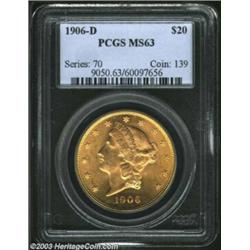 1906-D $20 MS63 PCGS.
