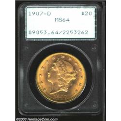 1907-D $20 MS64 PCGS.