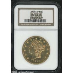 1907-S $20 MS63 Prooflike NGC.