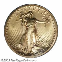 1907 $20 High Relief, Wire Rim MS65 PCGS.