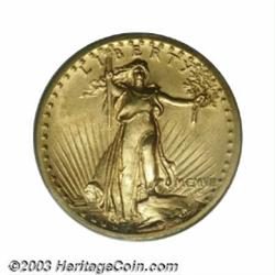 1907 $20 High Relief, Flat Rim MS64 PCGS.