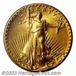 1907 $20 High Relief, Flat Rim MS64 PCGS.