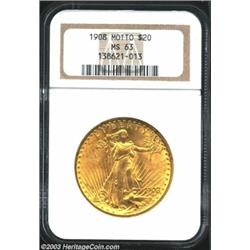 1908 $20 Motto MS63 NGC.