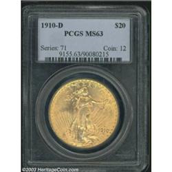 1910-D $20 MS63 PCGS.