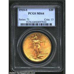 1910-S $20 MS64 PCGS.