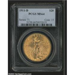 1911-D $20 MS64 PCGS.