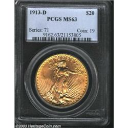 1913-D $20 MS63 PCGS.