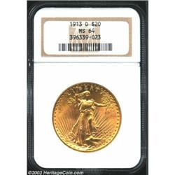 1913-D $20 MS64 NGC.