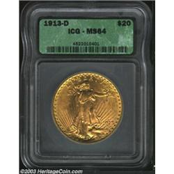 1913-D $20 MS64 ICG.