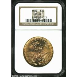 1922 $20 MS64 NGC.
