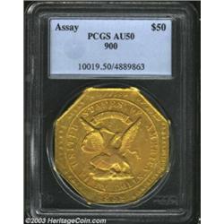 1852 $50 Assay Office Fifty Dollar, 900 Thous. AU50 PCGS.