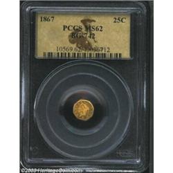 1867 25C Liberty Octagonal 25 Cents, BG-742, R.8, MS62 PCGS.
