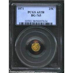 1871 25C Liberty Octagonal 25 Cents, BG-765, R.4, AU58 PCGS.