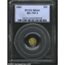 1880 25C Indian Octagonal 25 Cents, BG-799J, R.5, MS64 PCGS.