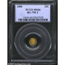 1880 25C Indian Octagonal 25 Cents, BG-799J, R.3, MS66 PCGS.