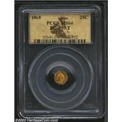 1868 25C Indian Octagonal 25 Cents, BG-799T, High R.5, MS64 PCGS.