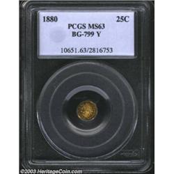 1880 25C Indian Octagonal 25 Cents, BG-799Y, R.6, MS63 PCGS.