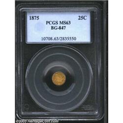 1875 25C Indian Round 25 Cents, BG-847, R.5, MS63 PCGS.
