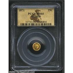 1871 25C Liberty Round 25 Cents, BG-859, Low R.6, MS64 PCGS.