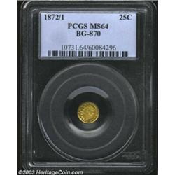 1872/1 25C Indian Round 25 Cents, BG-870, R.4, MS64 PCGS.