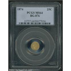 1874 25C Indian Round 25 Cents, BG-876, R.5, MS64 PCGS.