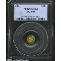 1867 50C Liberty Octagonal 50 Cents, BG-905, R.6, MS64 PCGS.