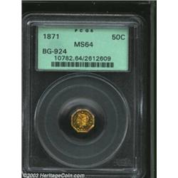 1871 50C Liberty Octagonal 50 Cents, BG-924, R.4, MS64 PCGS.