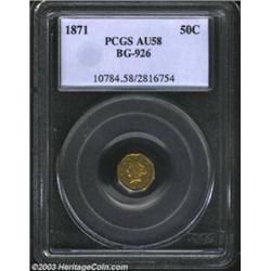 1871 50C Liberty Octagonal 50 Cents, BG-926, R.7, AU58 PCGS.
