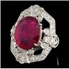 Image 2 : 14K White Gold 8ct Ruby & 1.30ct Diamond Ring