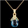 Image 1 : 18K Gold 21.62ct Topaz & 0.24ctw Diamond Pendant