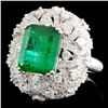Image 2 : 18K Gold 3.94ct Emerald & 1.61ctw Diamond Ring
